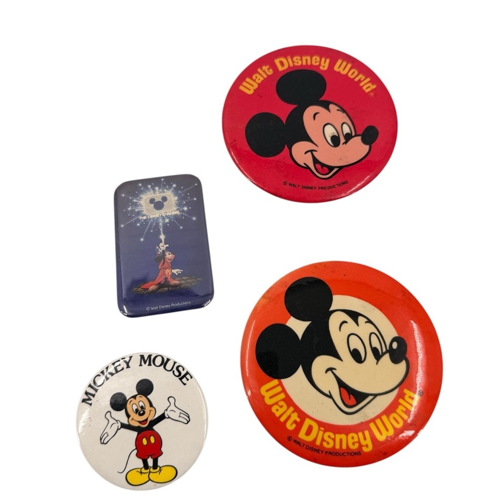 Vintage Disney Metal Pins Set of 4 Mickey Mouse Walt Disney World